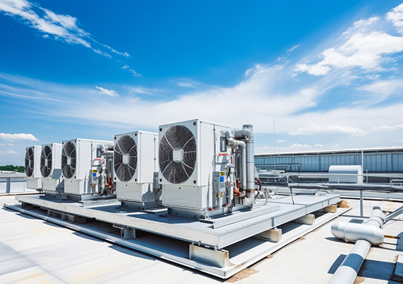 a large air conditioning system installed on a roof for a refrigeration system