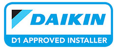 the logo for Daikin - D1 Approved Installer